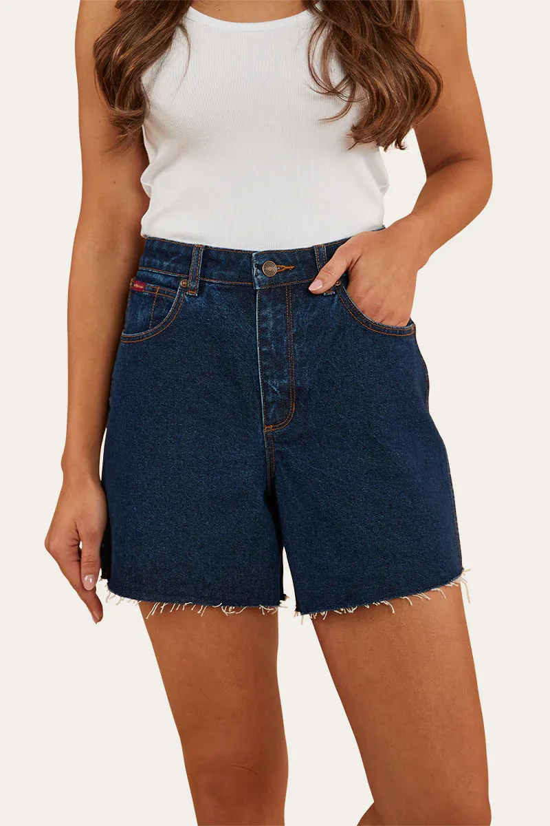 RINGERS WESTERN Remy Womens Denim Short- Dark Wash Blue