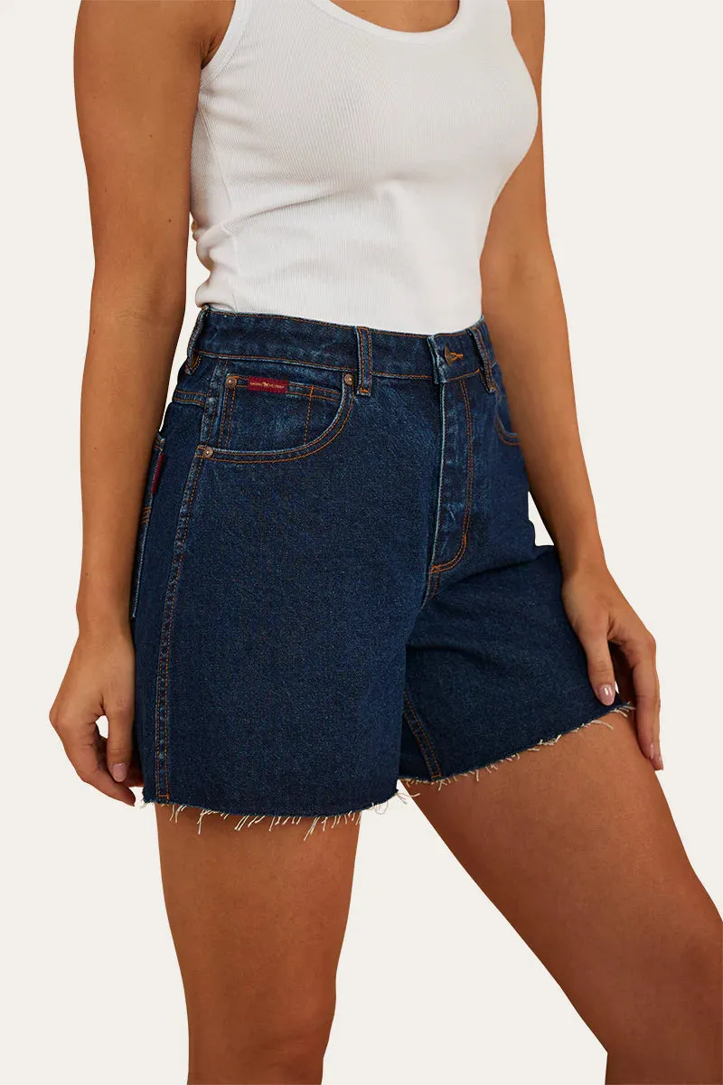 RINGERS WESTERN Remy Womens Denim Short- Dark Wash Blue
