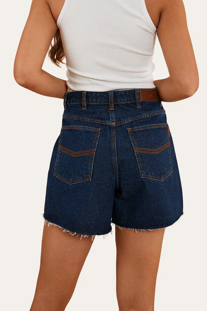 RINGERS WESTERN Remy Womens Denim Short- Dark Wash Blue