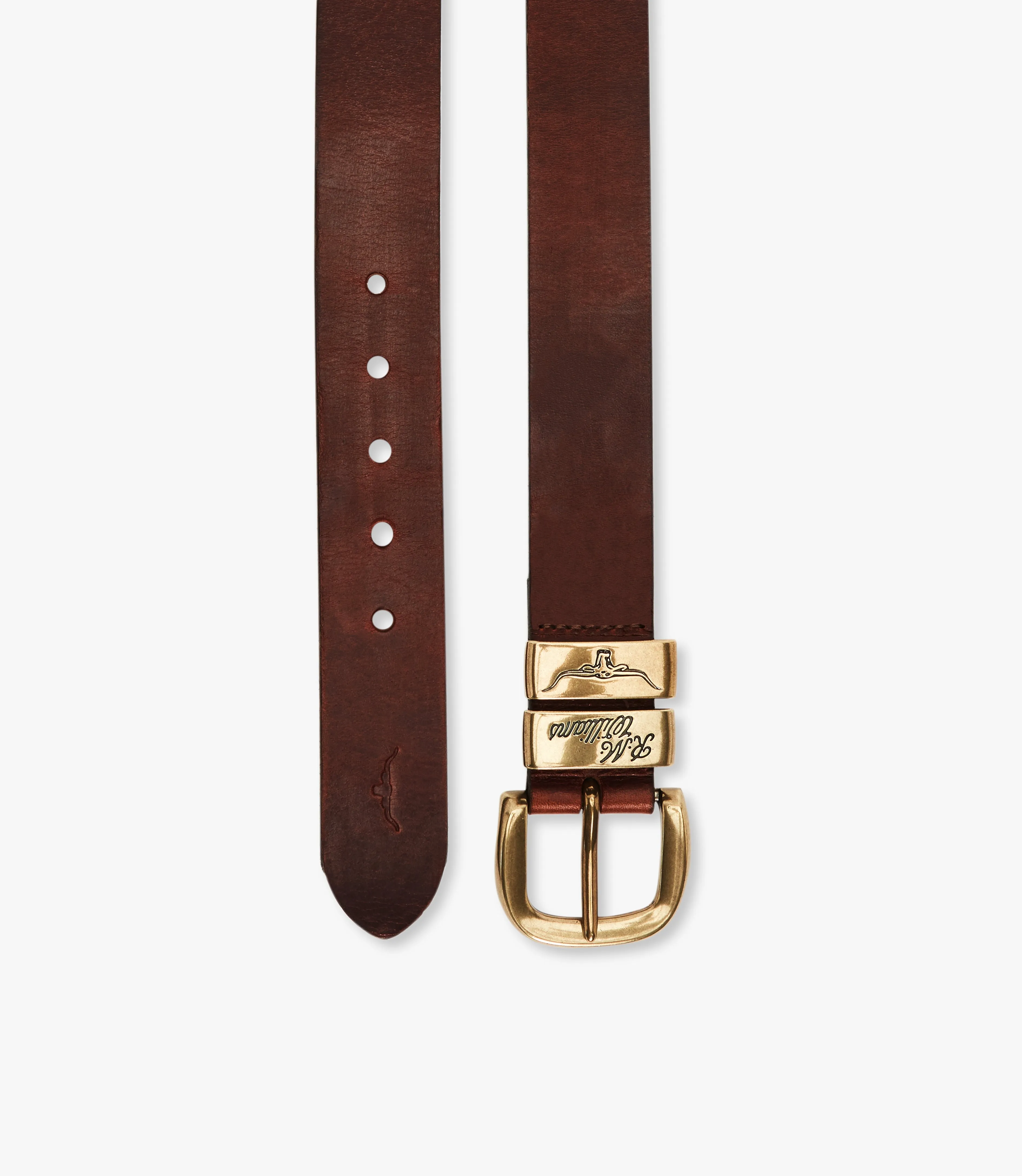 R.M.Williams - Drover Belt - Antique Brass Hardware - Mid Brown