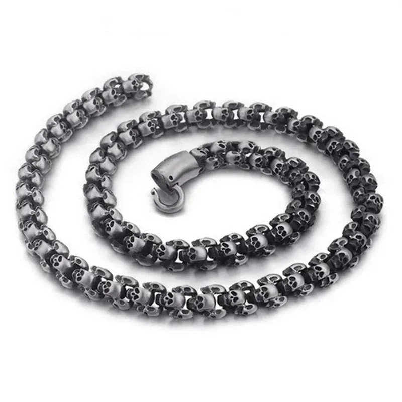 Rock Skull Head Link Chain Punk Necklace