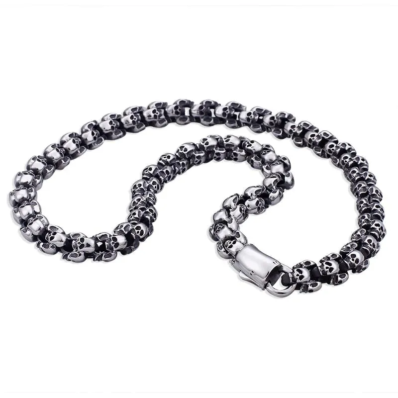 Rock Skull Head Link Chain Punk Necklace