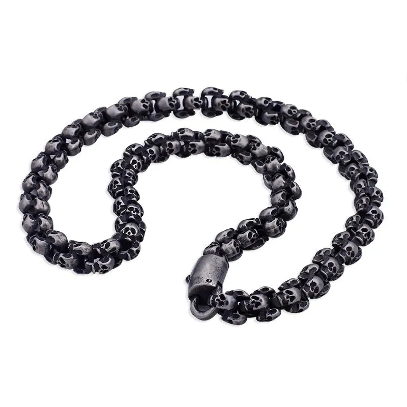 Rock Skull Head Link Chain Punk Necklace