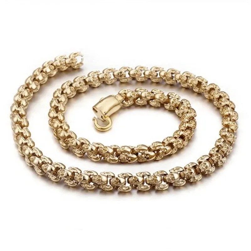 Rock Skull Head Link Chain Punk Necklace