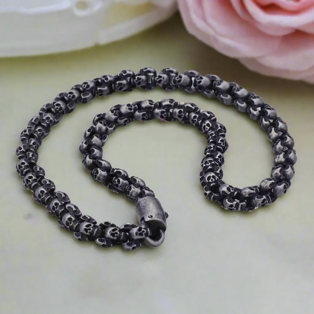 Rock Skull Head Link Chain Punk Necklace