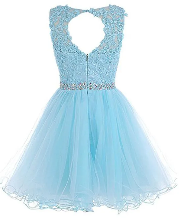 Round Neckline Orange Tulle Beaded Homecoming Dress, Short Party Dress Graduation Dress