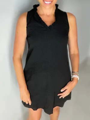 Ruffle Neck Dress - Black FINAL SALE