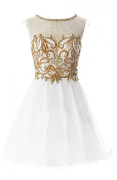 Scoop Neck A-line Sleeveless Knee Length Homecoming Dress With Sequins TP0017