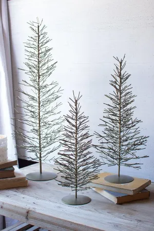 Set of 3 Antique Brass Wire Trees