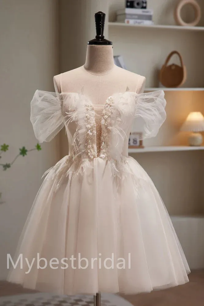 Sexy Off shoulder Sleeveless A-line Short Mini Homecoming Dress,  HDS0111