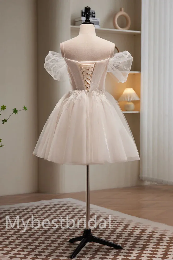 Sexy Off shoulder Sleeveless A-line Short Mini Homecoming Dress,  HDS0111