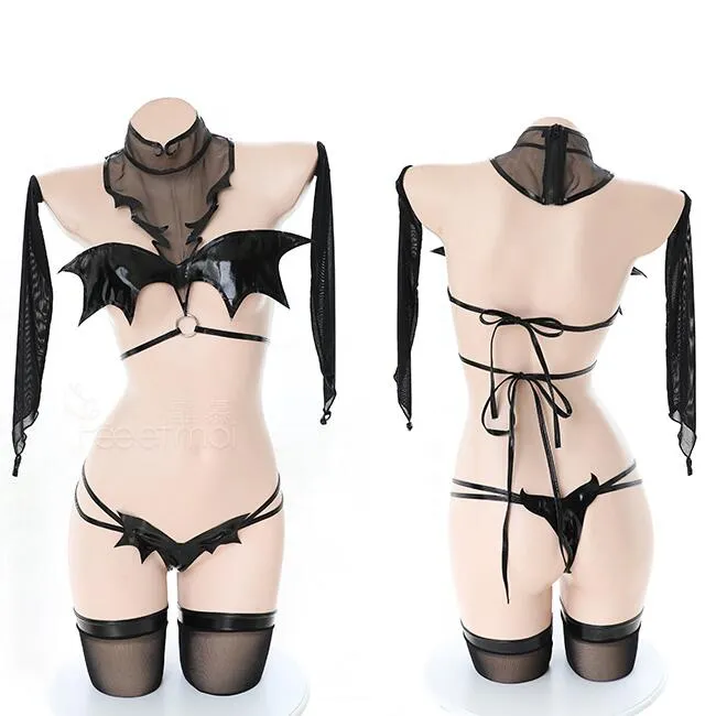 Sexy patent leather devil underwear set yc23516