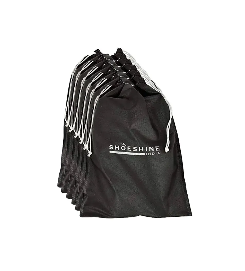 SHOESHINE Shoe Bag (Pack of 12) Shoe Storage bag for home & travel - Black & Beige