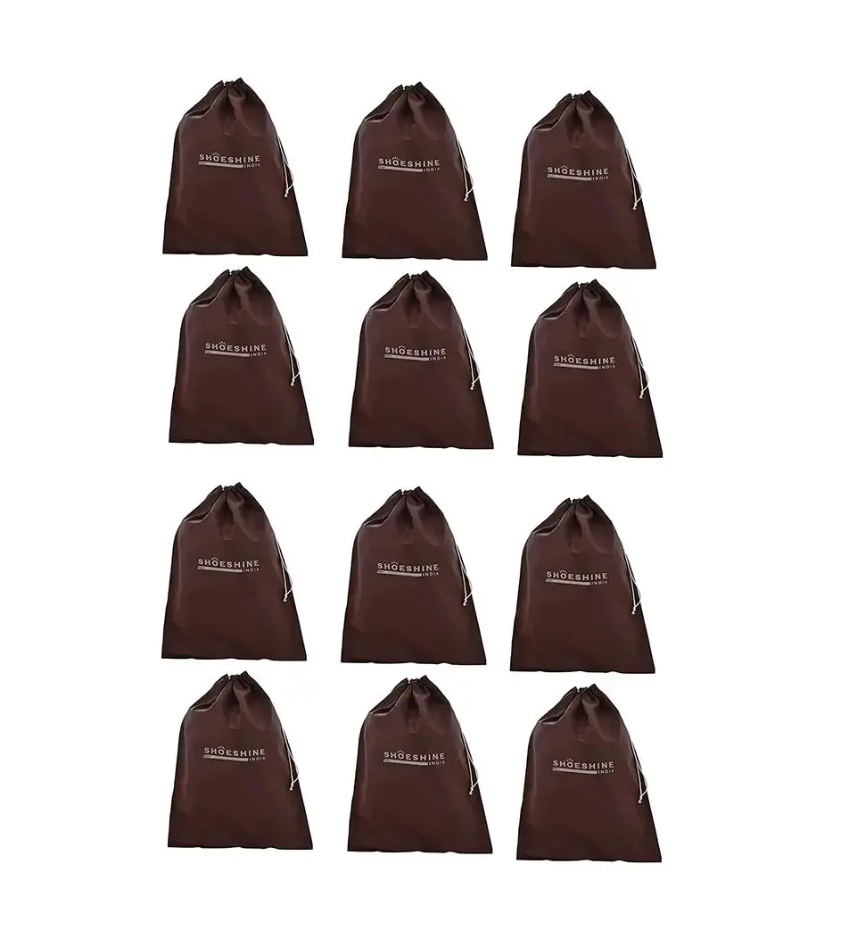 SHOESHINE Shoe Bag (Pack of 12) Shoe Storage bag for home & travel - Black & Beige