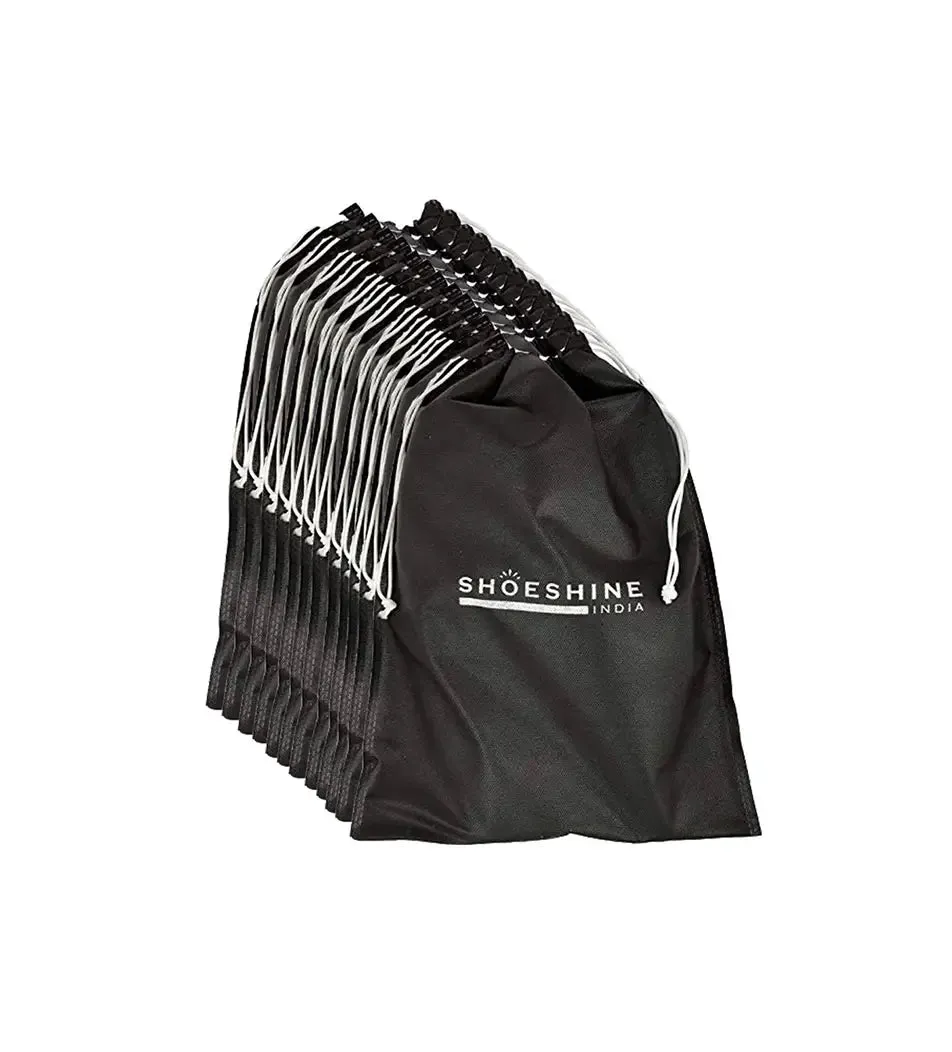 SHOESHINE Shoe Bag (Pack of 12) Shoe Storage bag for home & travel - Black & Beige