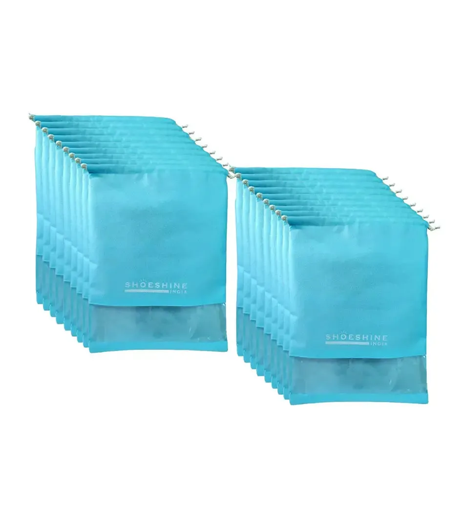 SHOESHINE Shoe Bags (Pack of 24) Travel Shoe Pouch - Beige with White Dori