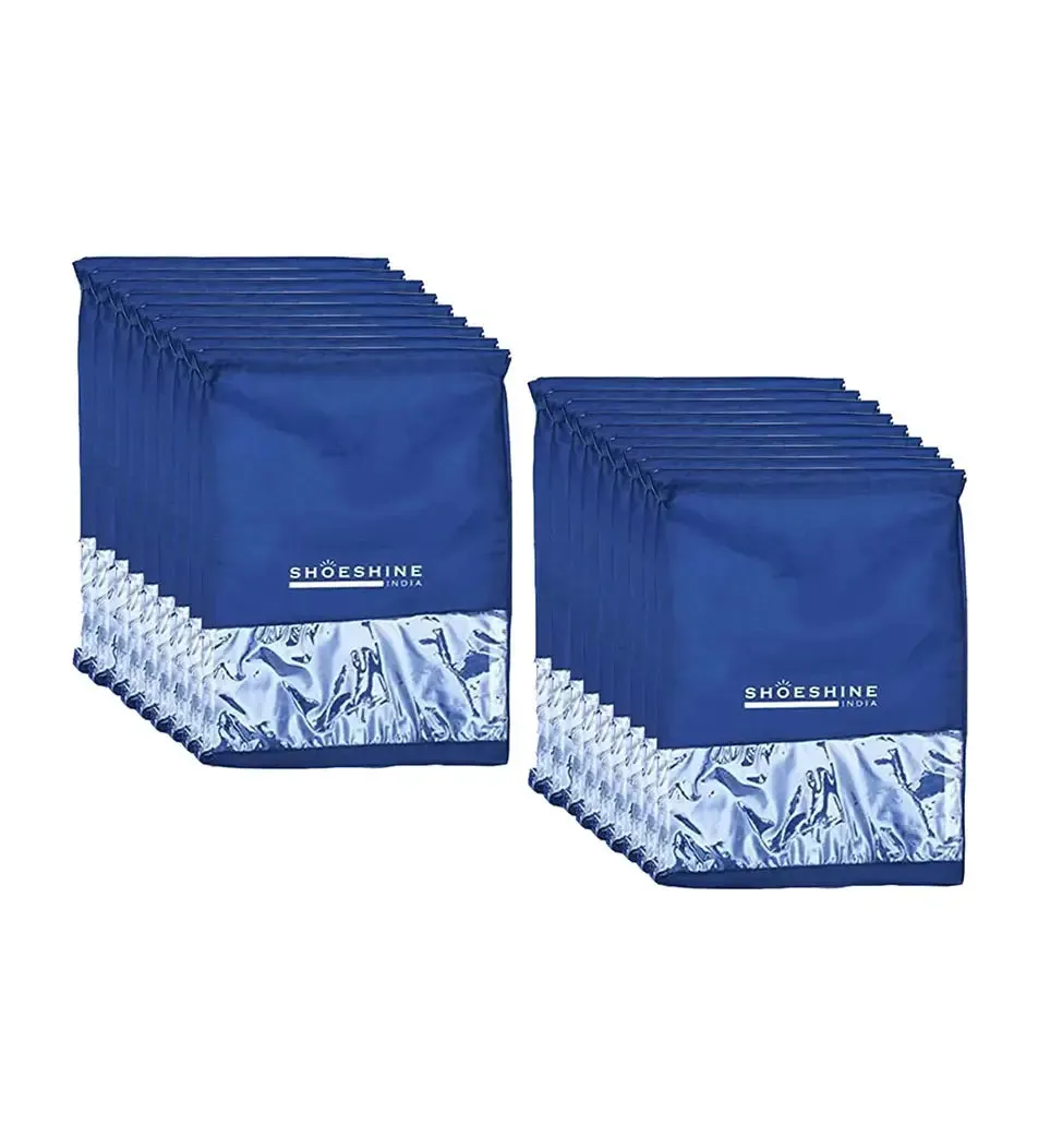 SHOESHINE Shoe Bags (Pack of 24) Travel Shoe Pouch - Beige with White Dori