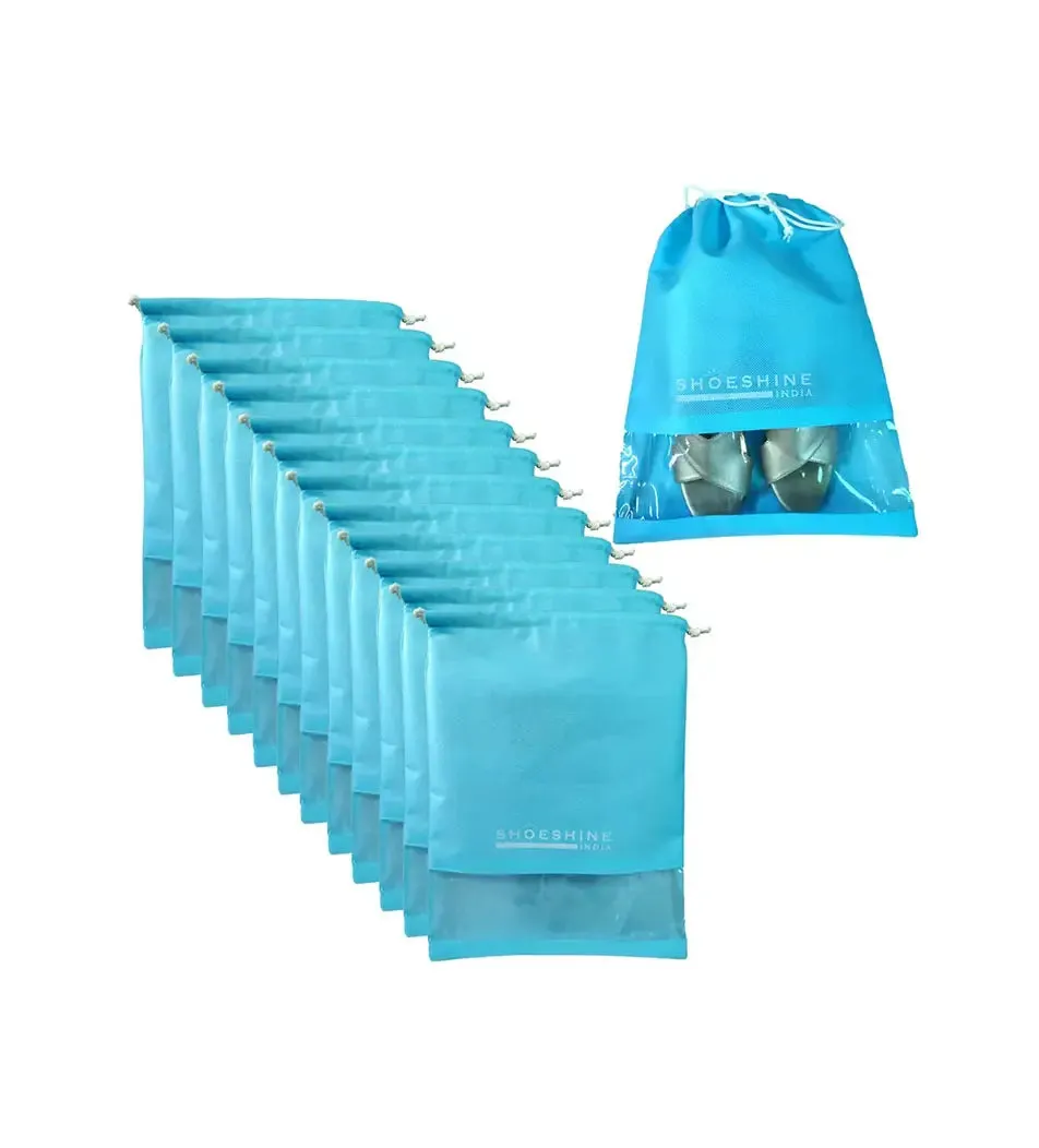 SHOESHINE Shoe Bags (Pack of 24) Travel Shoe Pouch - Beige with White Dori