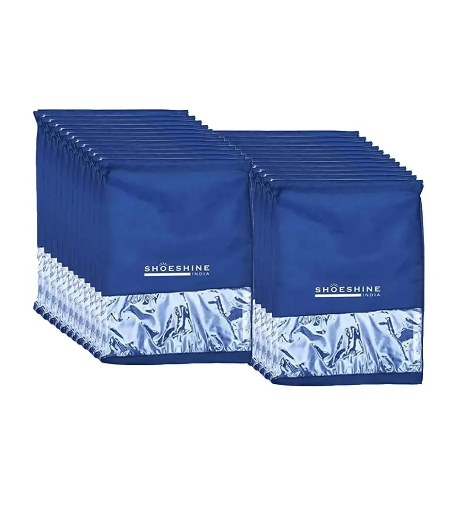 SHOESHINE Shoe Bags (Pack of 24) Travel Shoe Pouch - Beige with White Dori