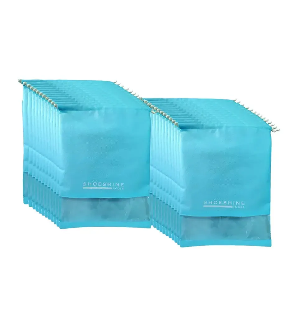 SHOESHINE Shoe Bags (Pack of 24) Travel Shoe Pouch - Beige with White Dori