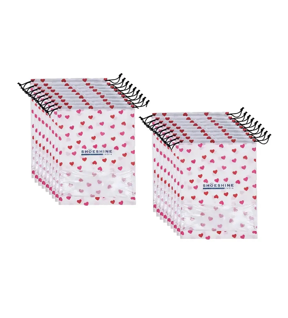 SHOESHINE Shoe Bags (Pack of 24) Travel Shoe Pouch - Beige with White Dori