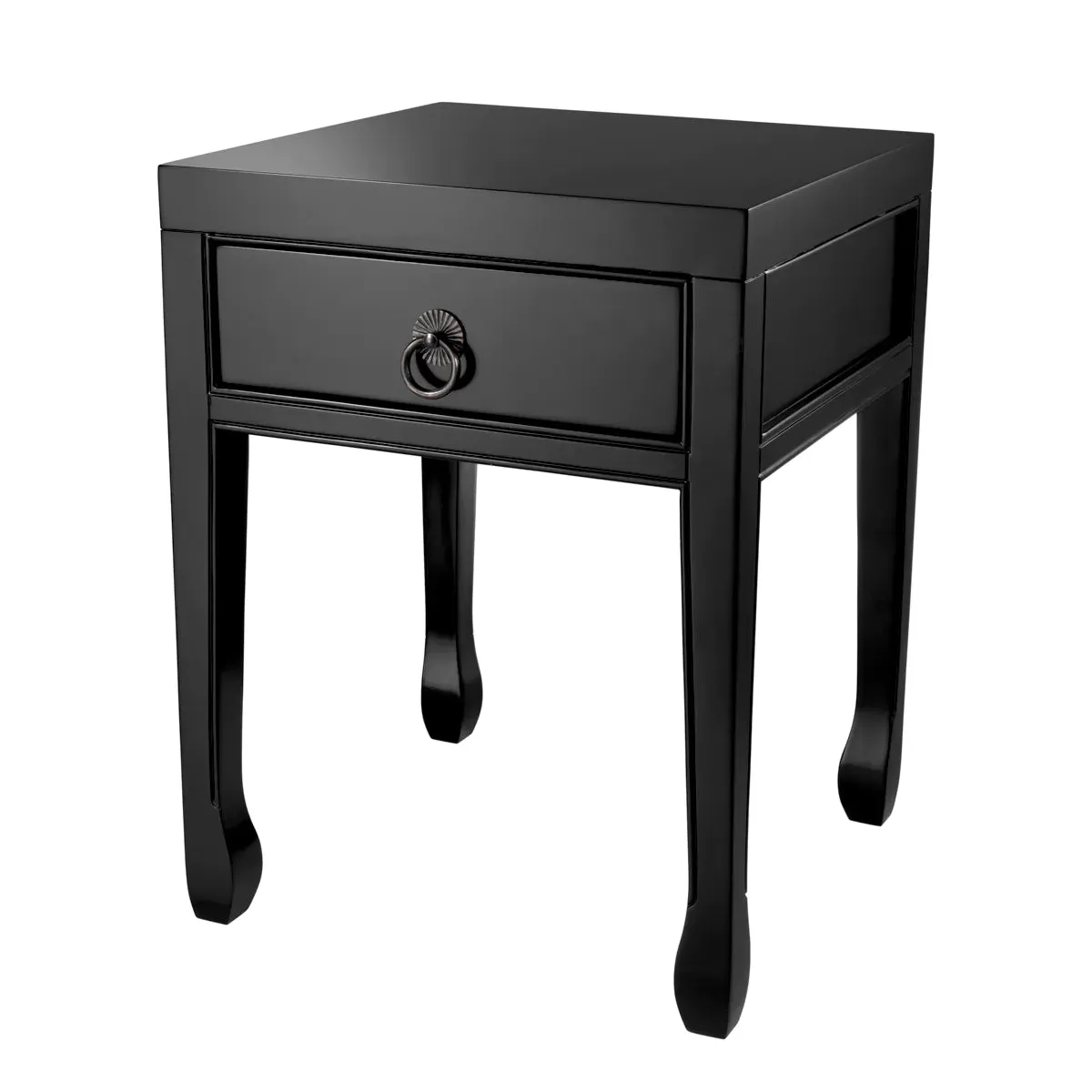 Side Table Chinese Low - Waxed Black Finish