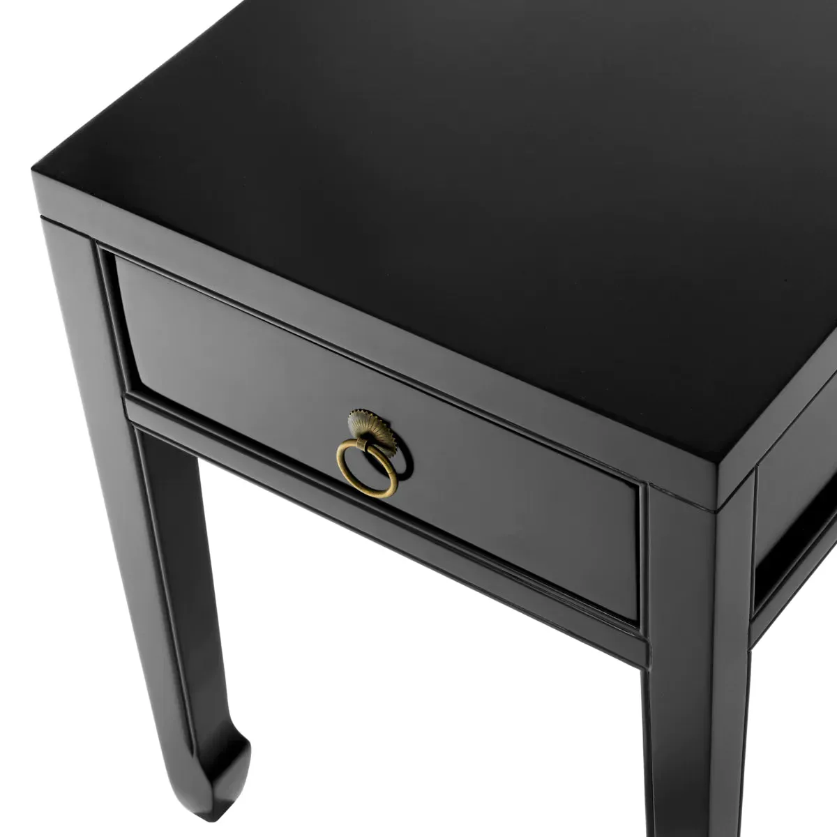 Side Table Chinese Low - Waxed Black Finish