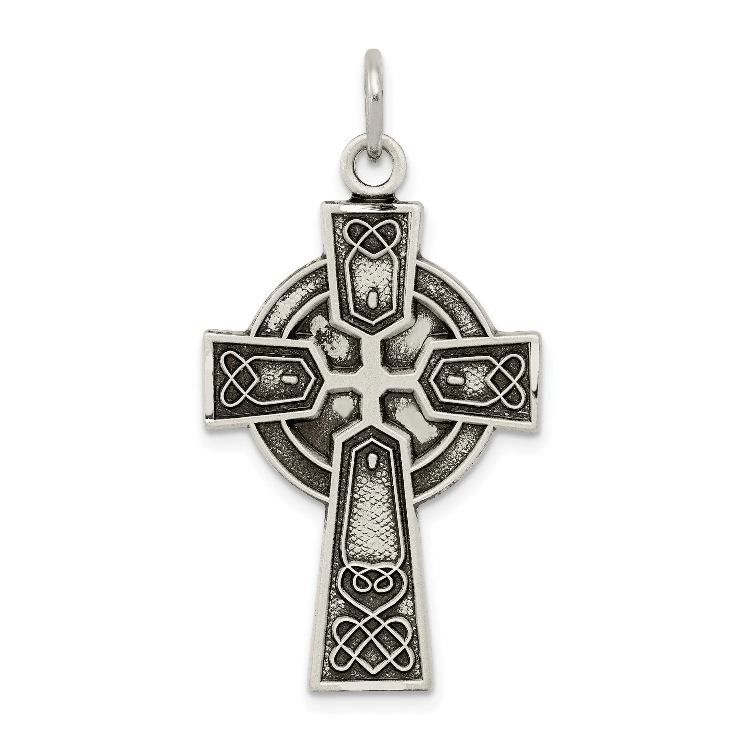 Silver Antique Satin Finish Irish Cross Pendant