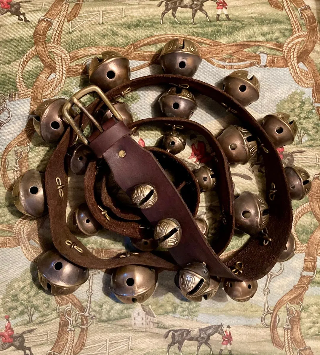 Sleigh Bells Antique Petal Bells on Leather Strap