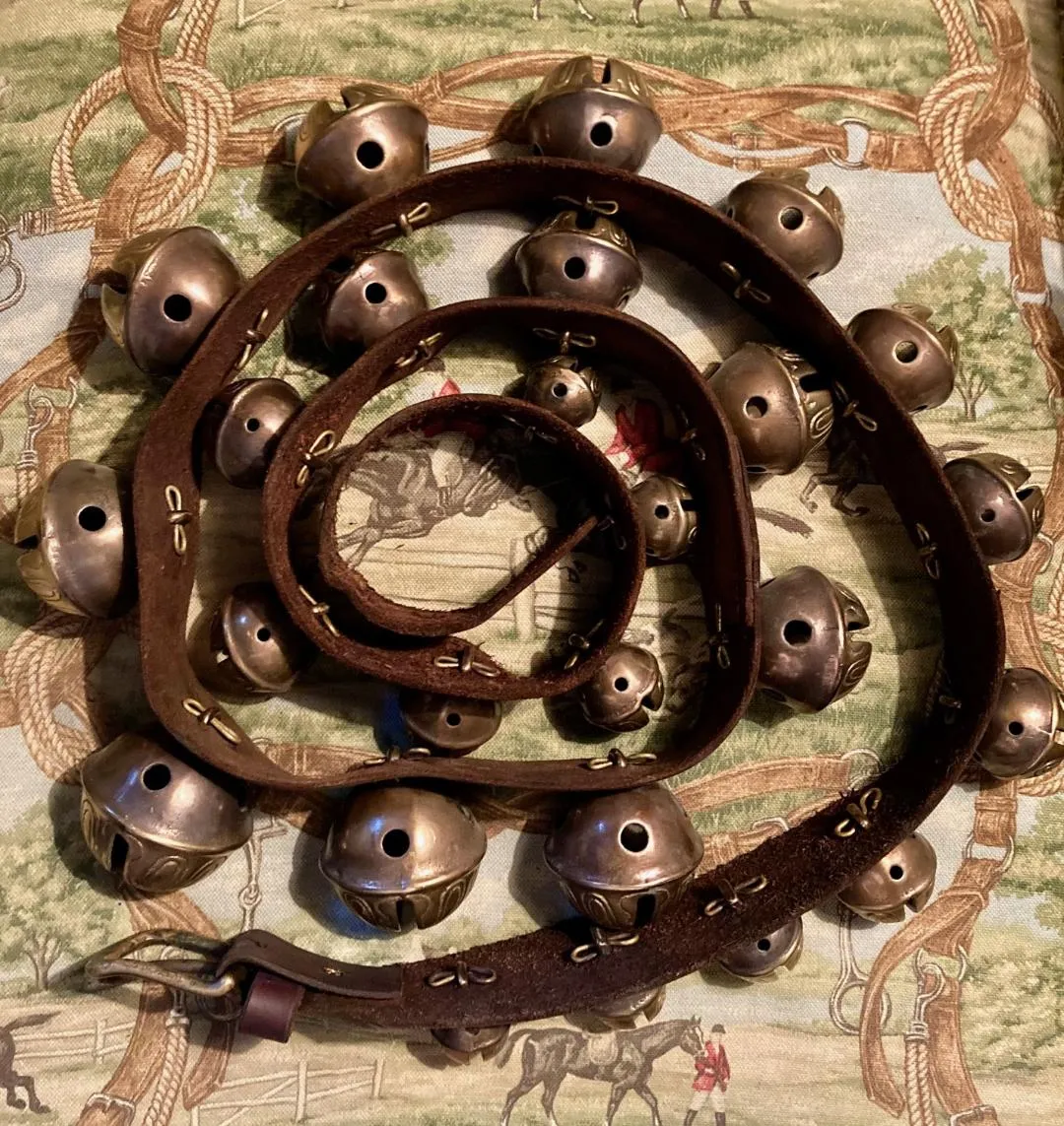Sleigh Bells Antique Petal Bells on Leather Strap