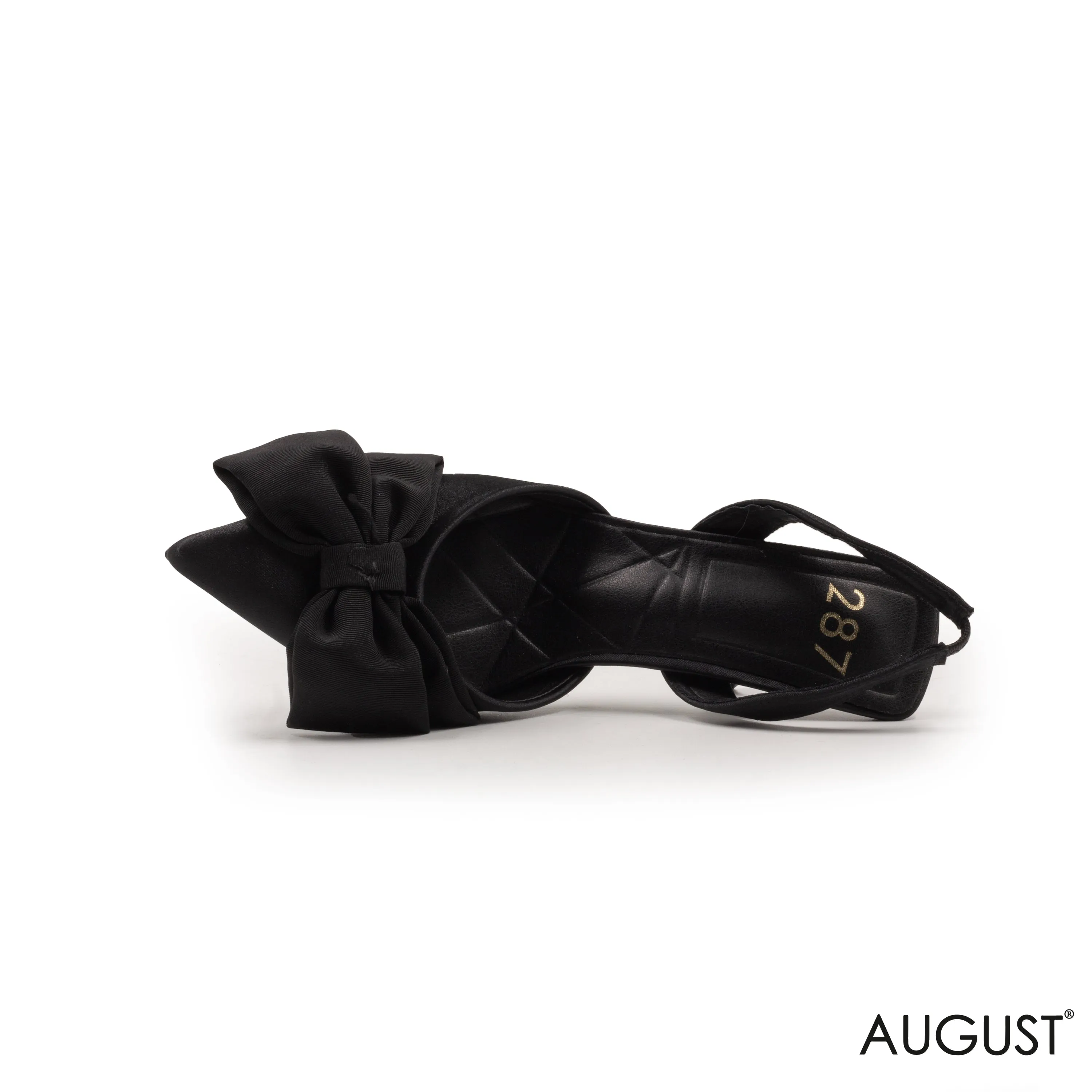 SLINGBACK BLACK SANDALS WITH BOW