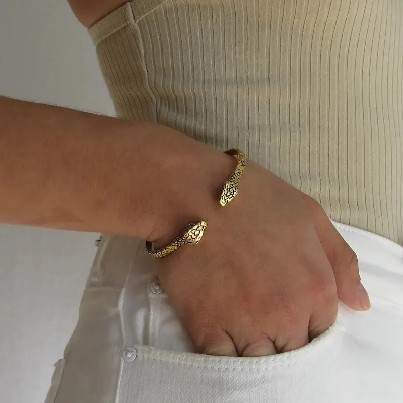 Snake Cuff in Antique Gold Finish