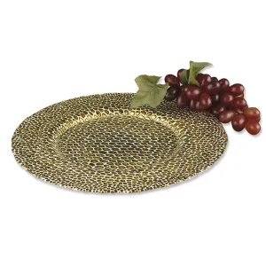 Snakeskin Antique Gold Charger Glass Plate D35106