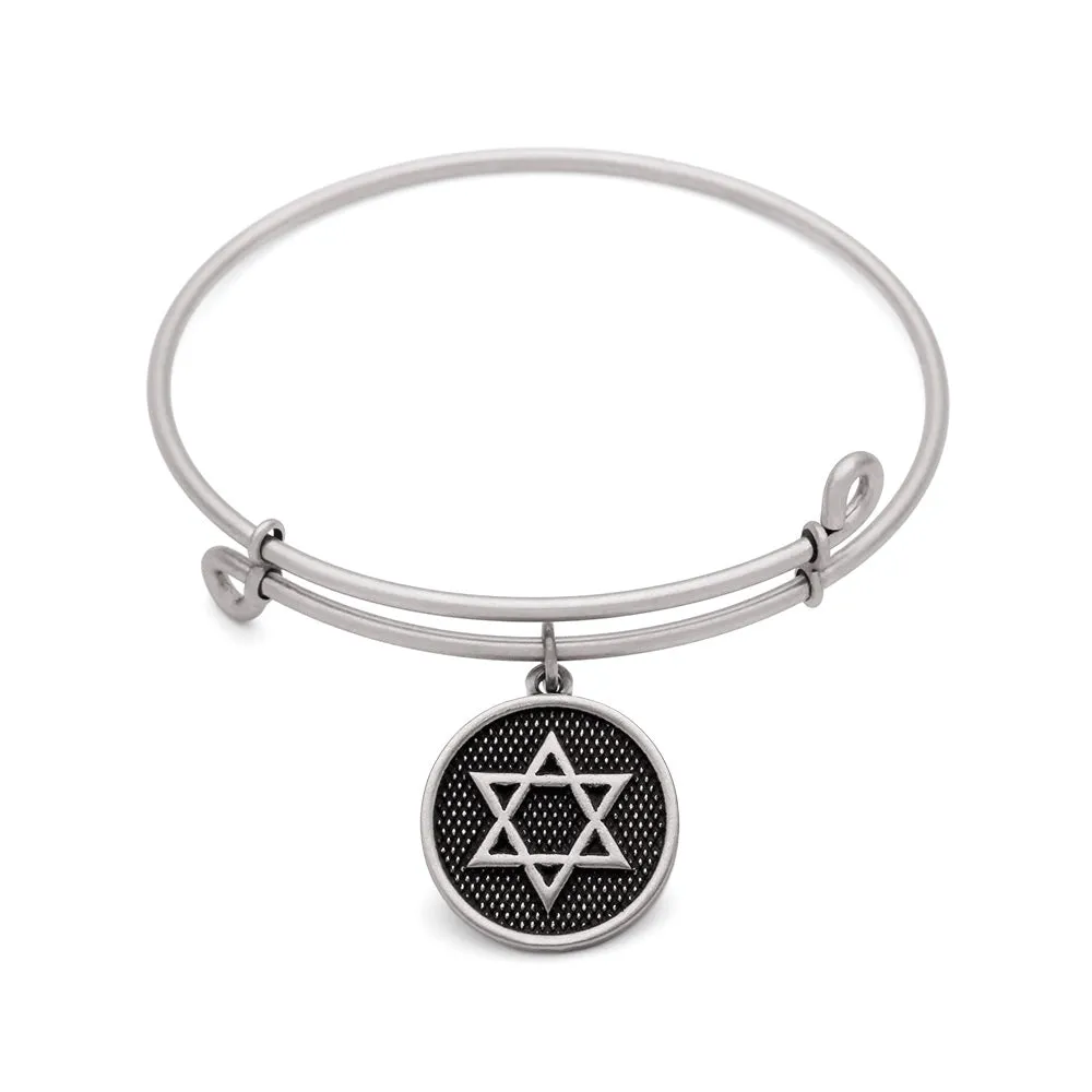 Star of David, Bangle Antique Silver Color Finish