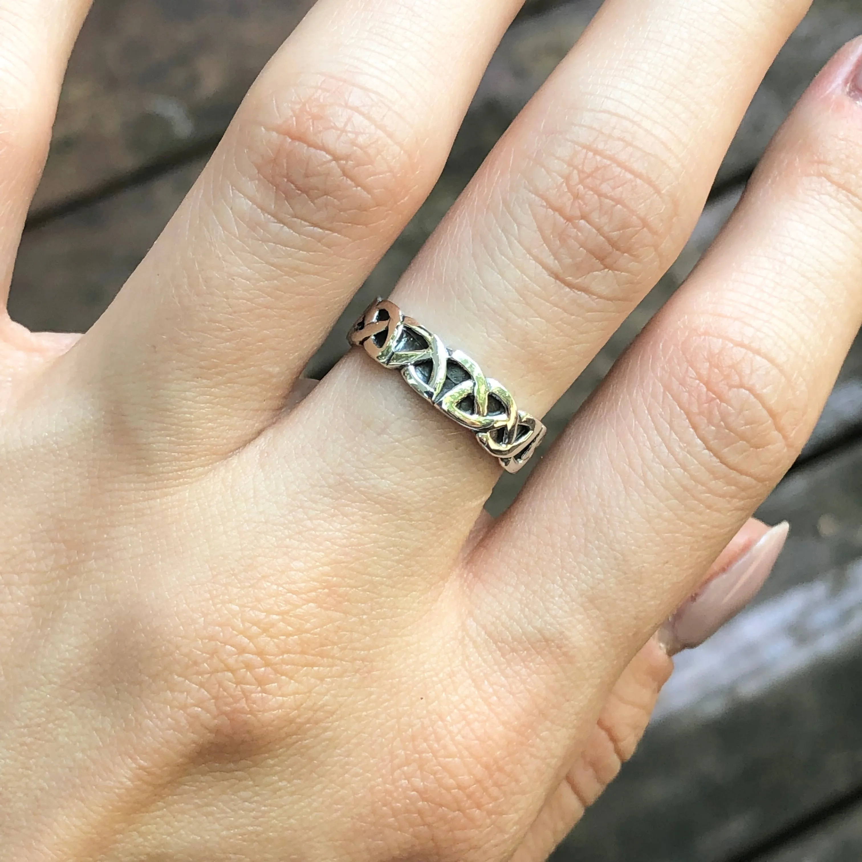 Sterling Silver Celtic Antiqued Weave Ring