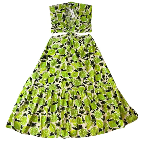 Steve Madden Amanda Midi Dress NWT Size L Neon Green Cutout Maxi Dress