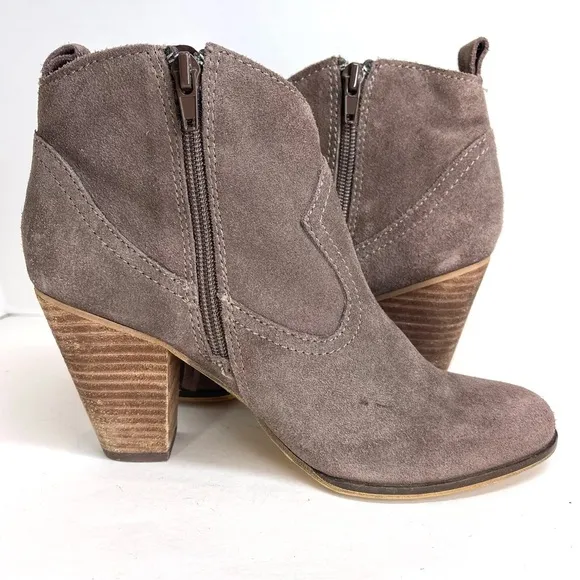 Steve Madden Ohio Taupe Suede Leather Fringe Ankle Boots Size 7M