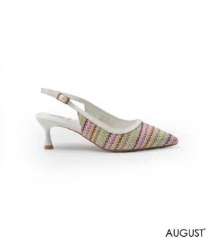 STRAW LOW-HEEL SLINGBACK SHOES