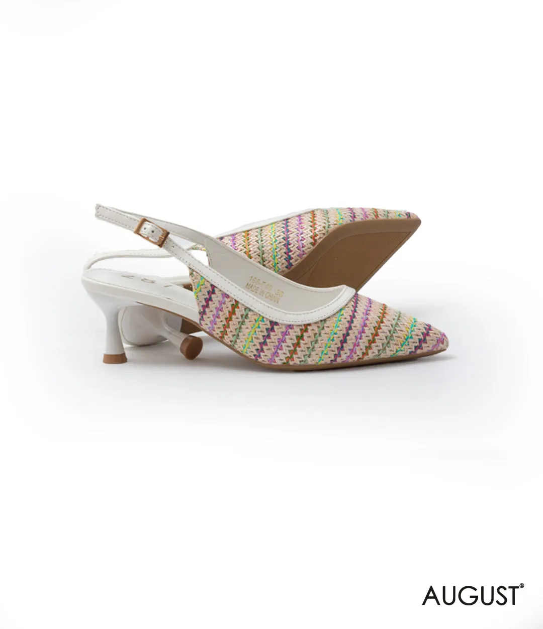 STRAW LOW-HEEL SLINGBACK SHOES