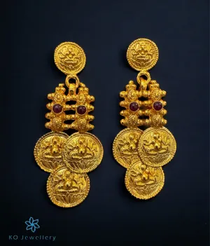 The Varna Antique Silver Lakshmi Coin Earrings