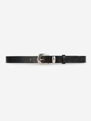thin black lizard skin belt