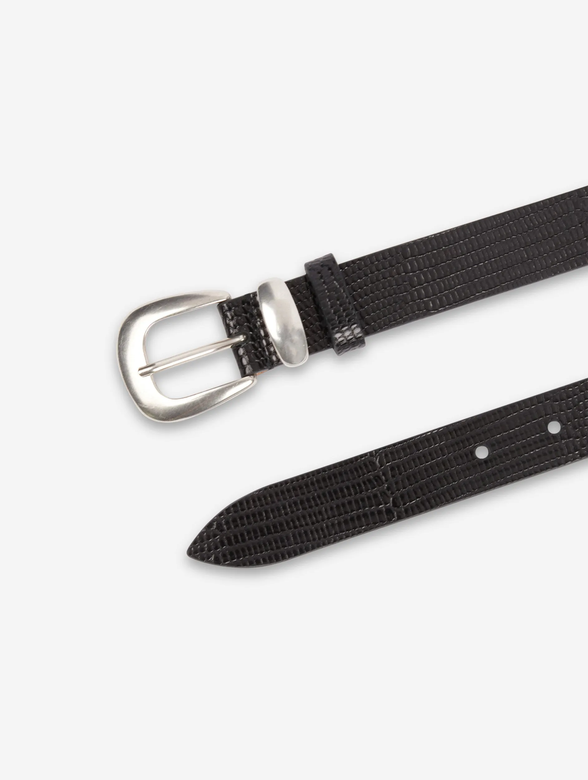 thin black lizard skin belt