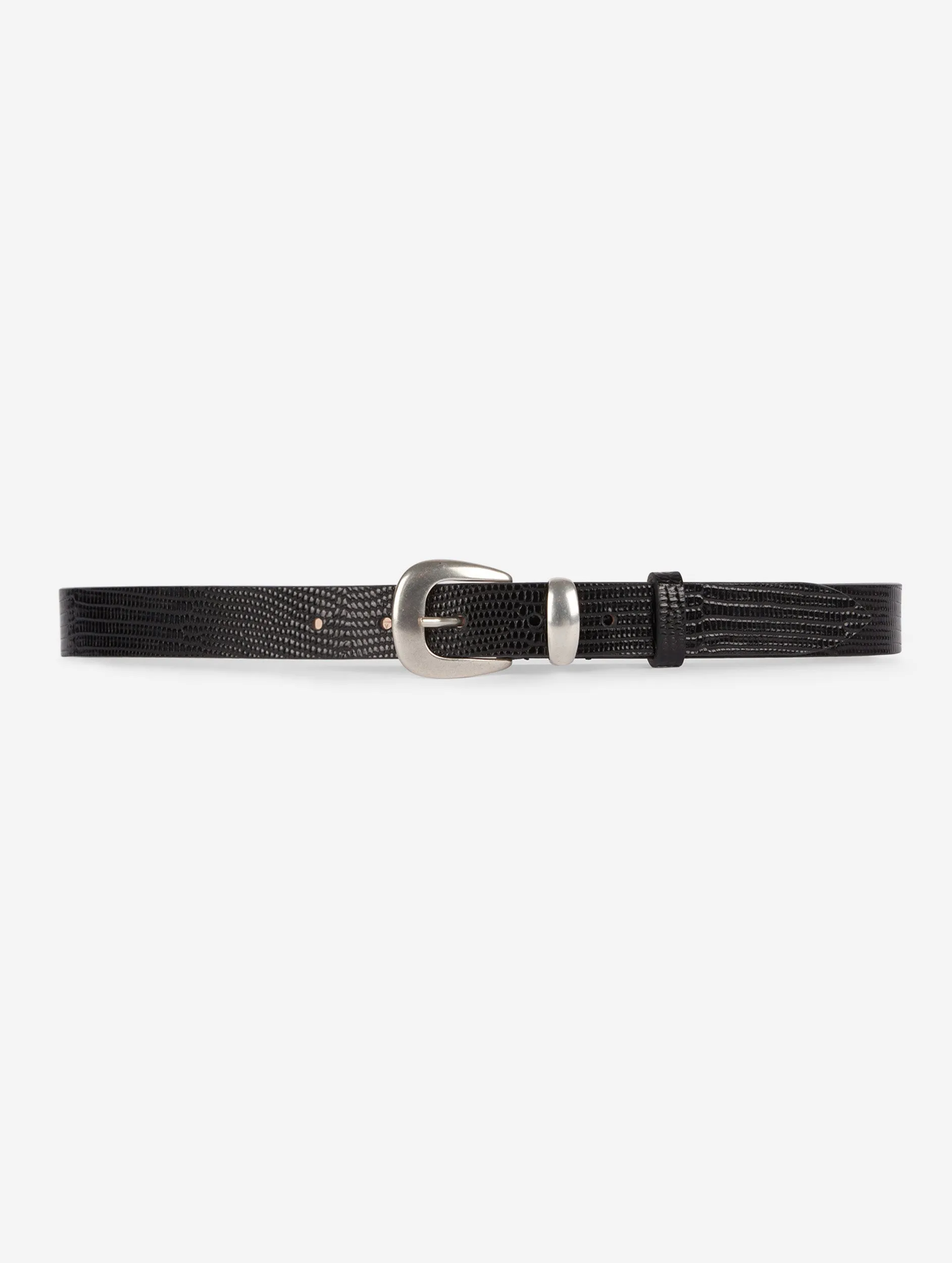 thin black lizard skin belt