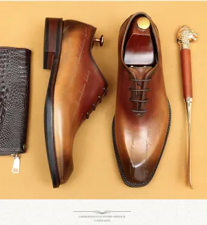 Top Layer Cowhide Men's Leather Shoes Formal Leather Shoes Men's Leather Pointed Italian Carved British Business Oxford Men's Shoes65170