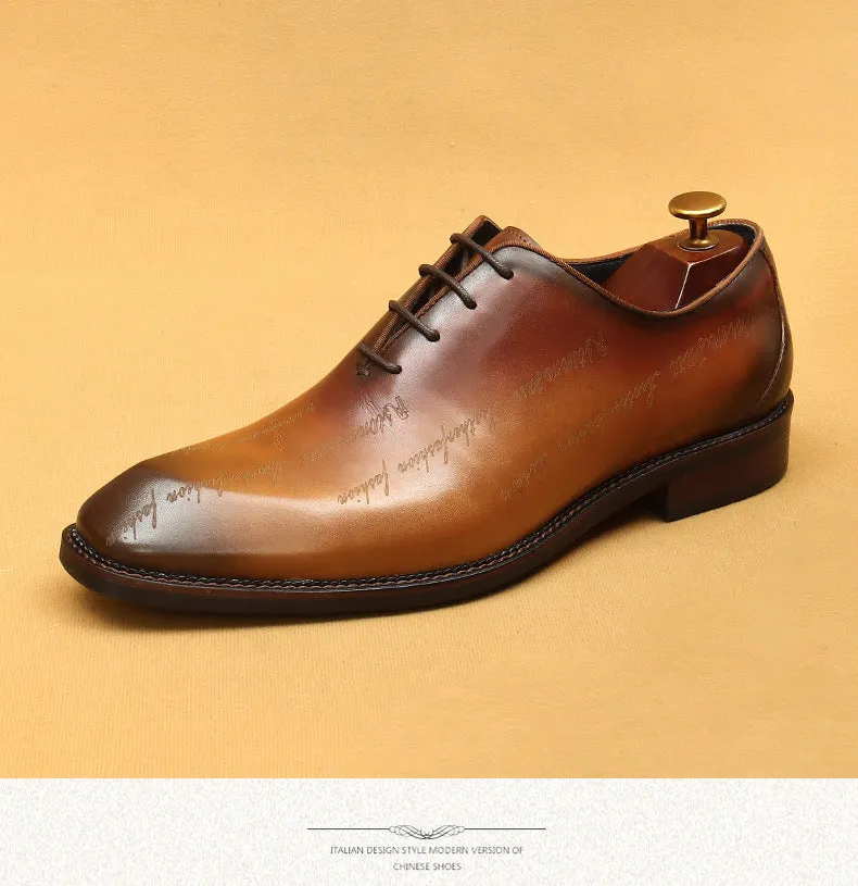 Top Layer Cowhide Men's Leather Shoes Formal Leather Shoes Men's Leather Pointed Italian Carved British Business Oxford Men's Shoes65170