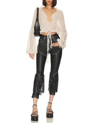 Understated Leather Cowboy Chaps Jeans Black