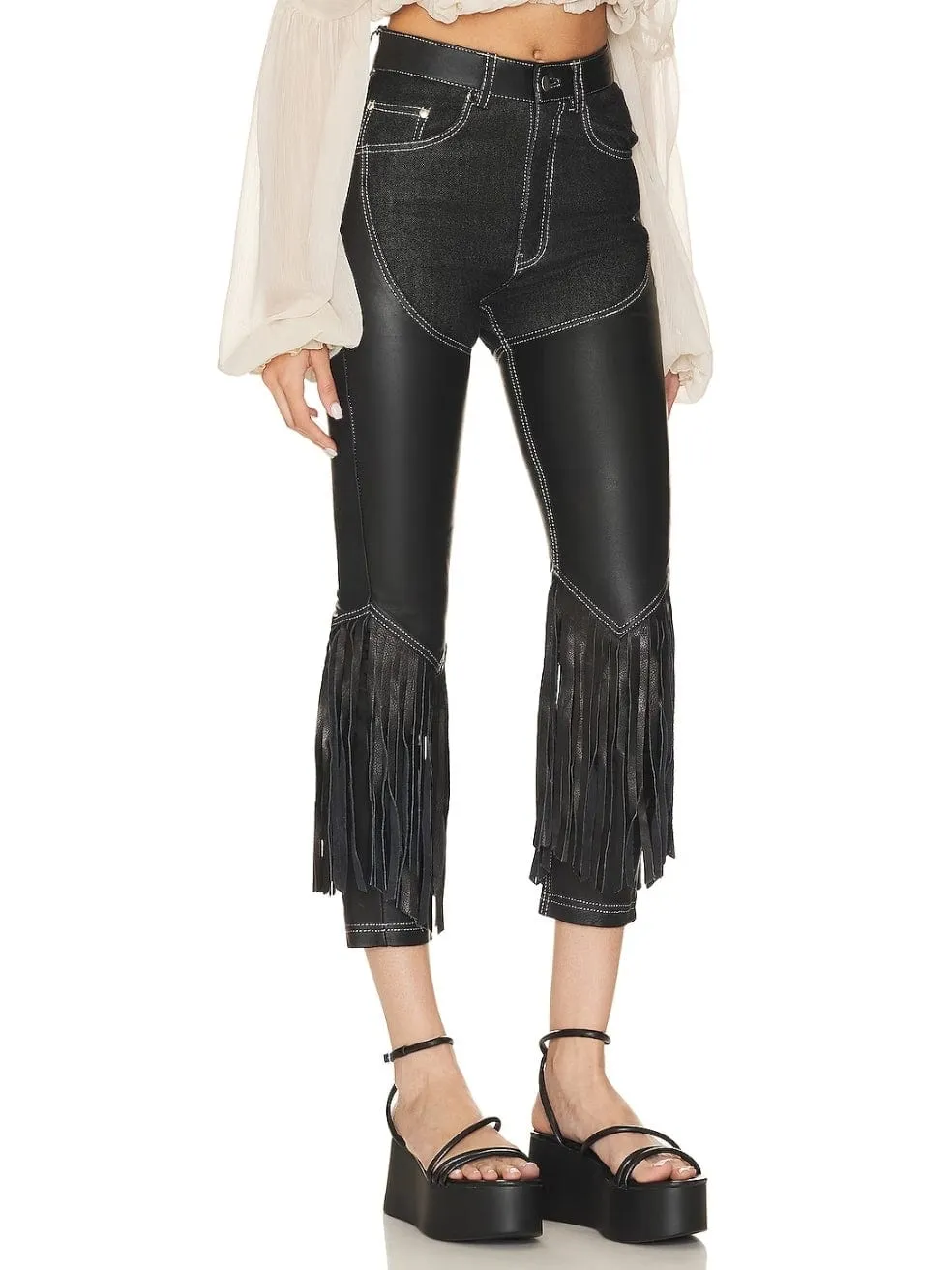 Understated Leather Cowboy Chaps Jeans Black