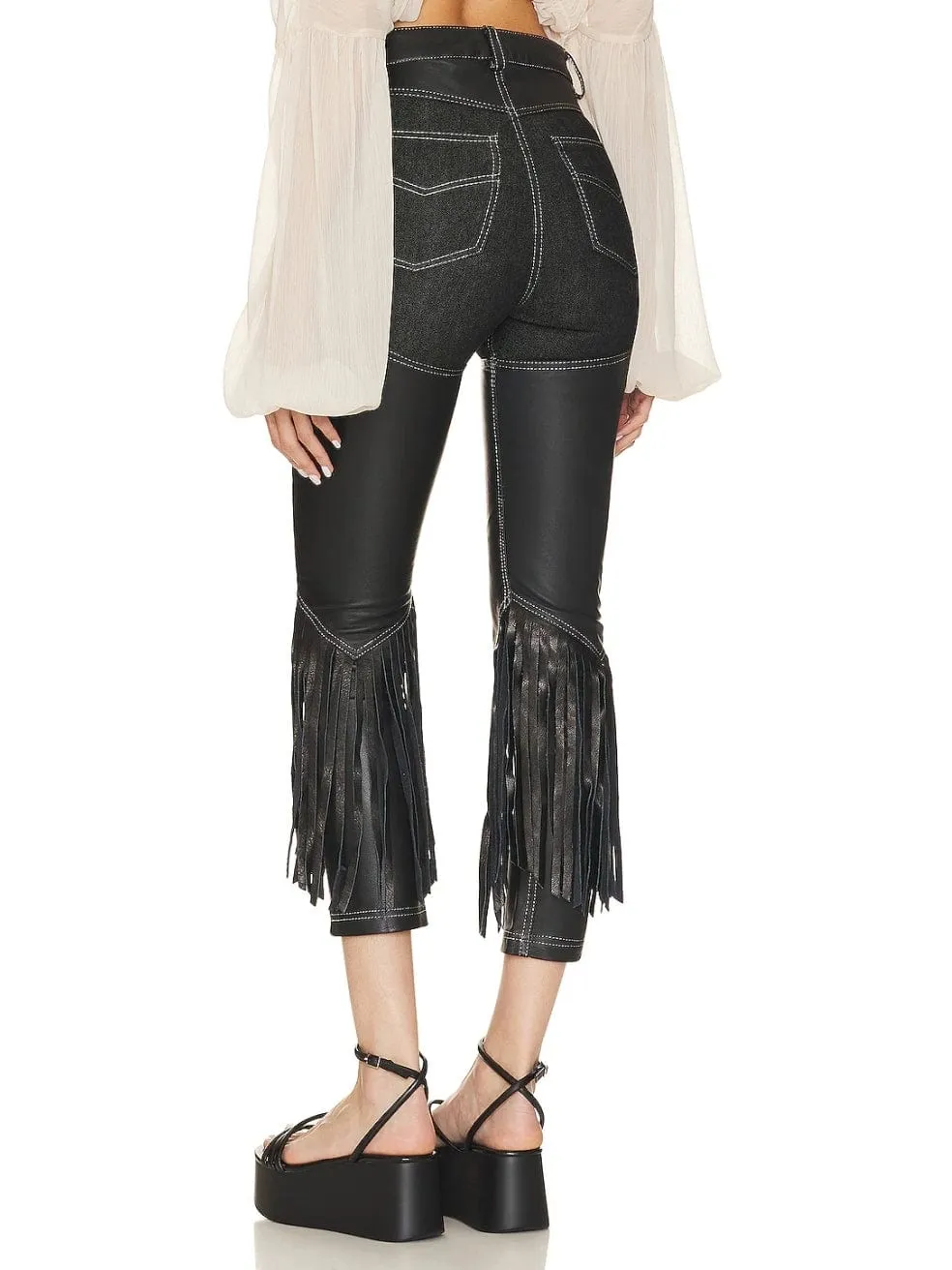 Understated Leather Cowboy Chaps Jeans Black