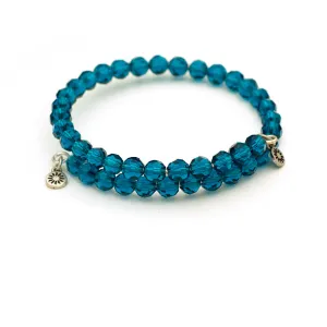Vintage Blue Crystal, Cufflet Antique Silver Color Finish