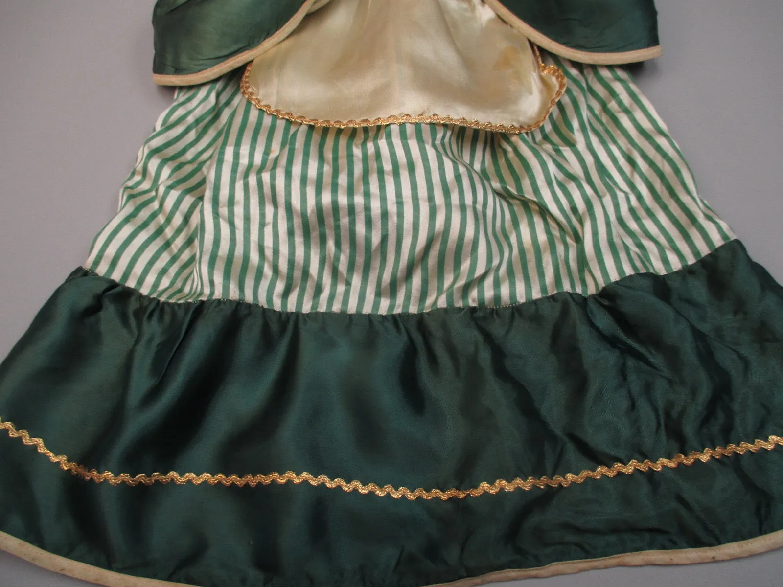 Vintage green satin doll dress